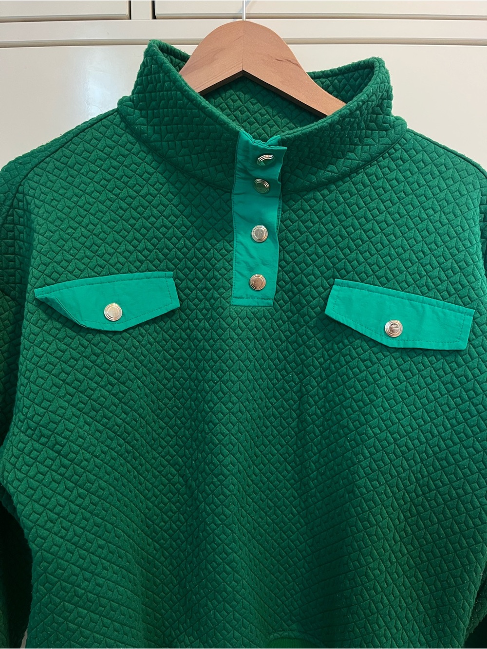 Green SSYS Quilted Snap Pullover - Picture 2 of 4
